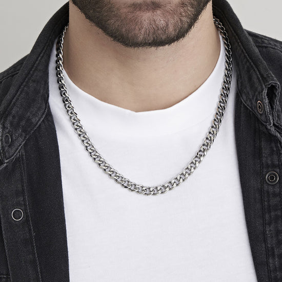 UNISEXE COLLIER EN ACIER AVEC CHAÎNE 9 MM Luca Barra