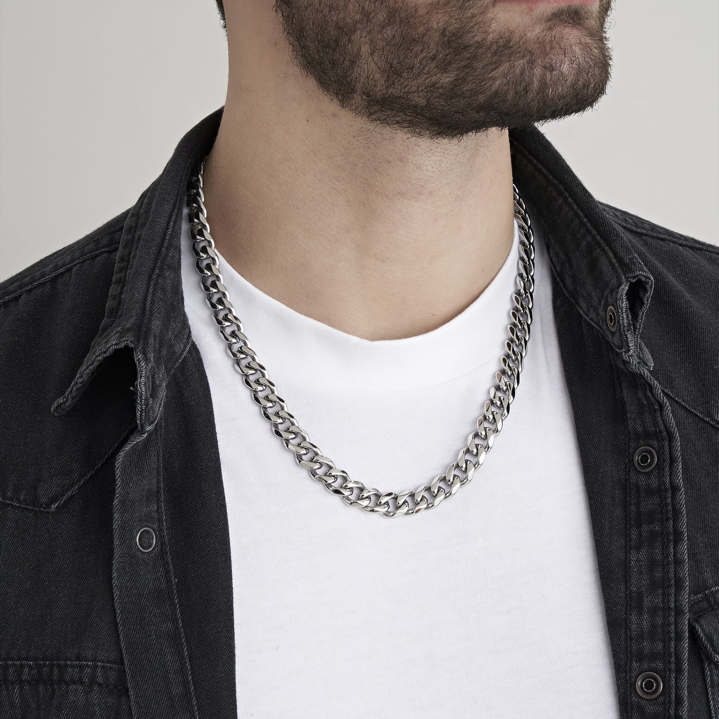 UNISEXE COLLIER EN ACIER AVEC CHAÎNE 11 MM Luca Barra