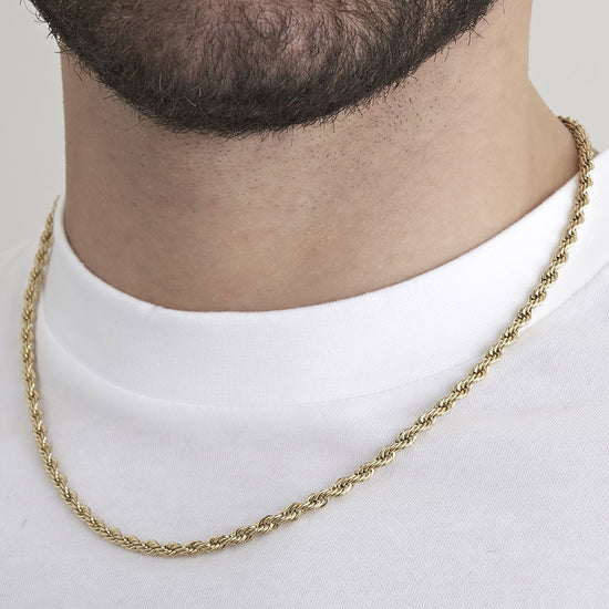 COLLIER TORCHON UNISEXE EN ACIER DORÉ IP 4MM