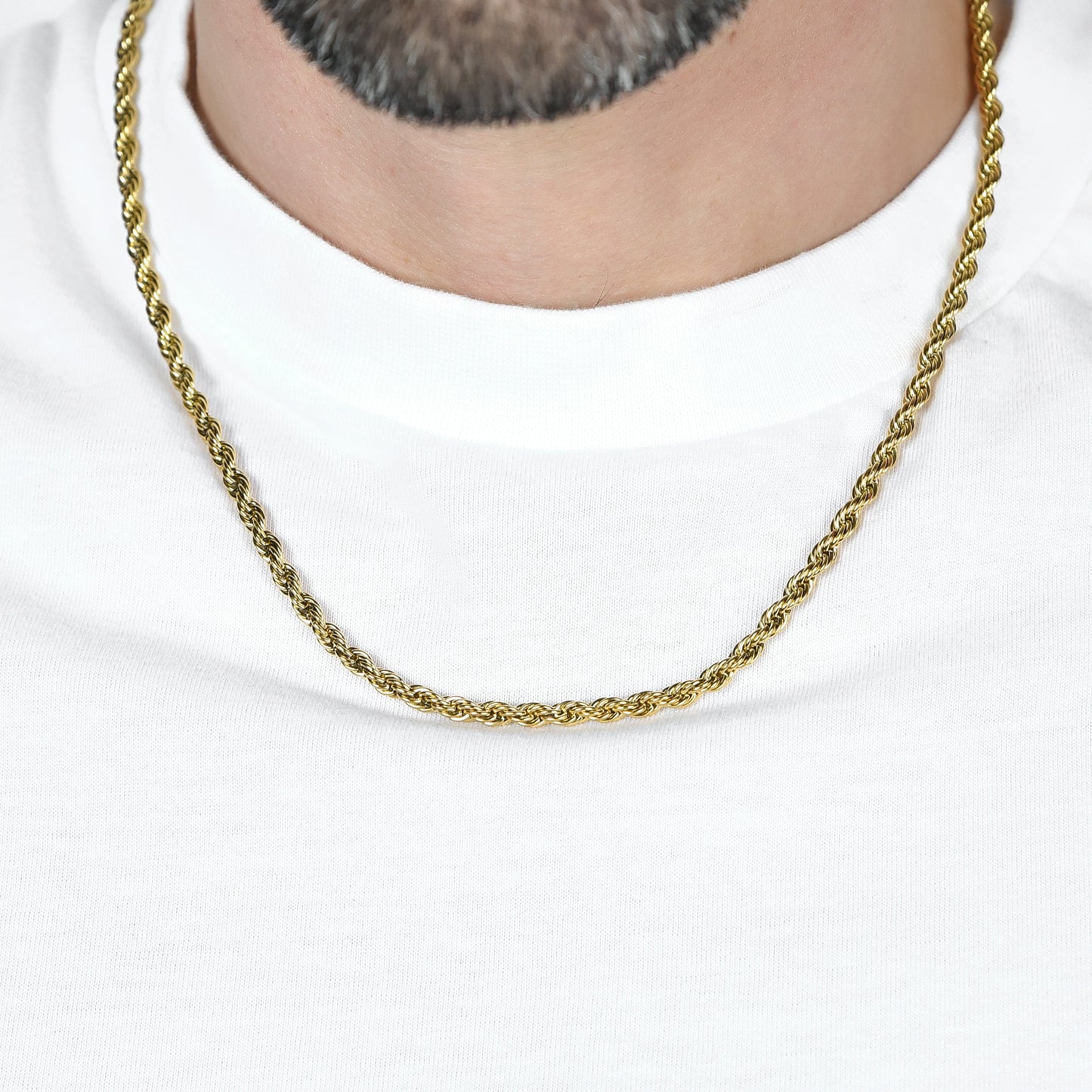 COLLIER TORCHON UNISEXE EN ACIER DORÉ IP 4MM