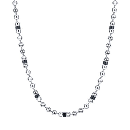 COLLIER EN ACIER POUR HOMME AVEC ÉLÉMENTS NOIRS Luca Barra