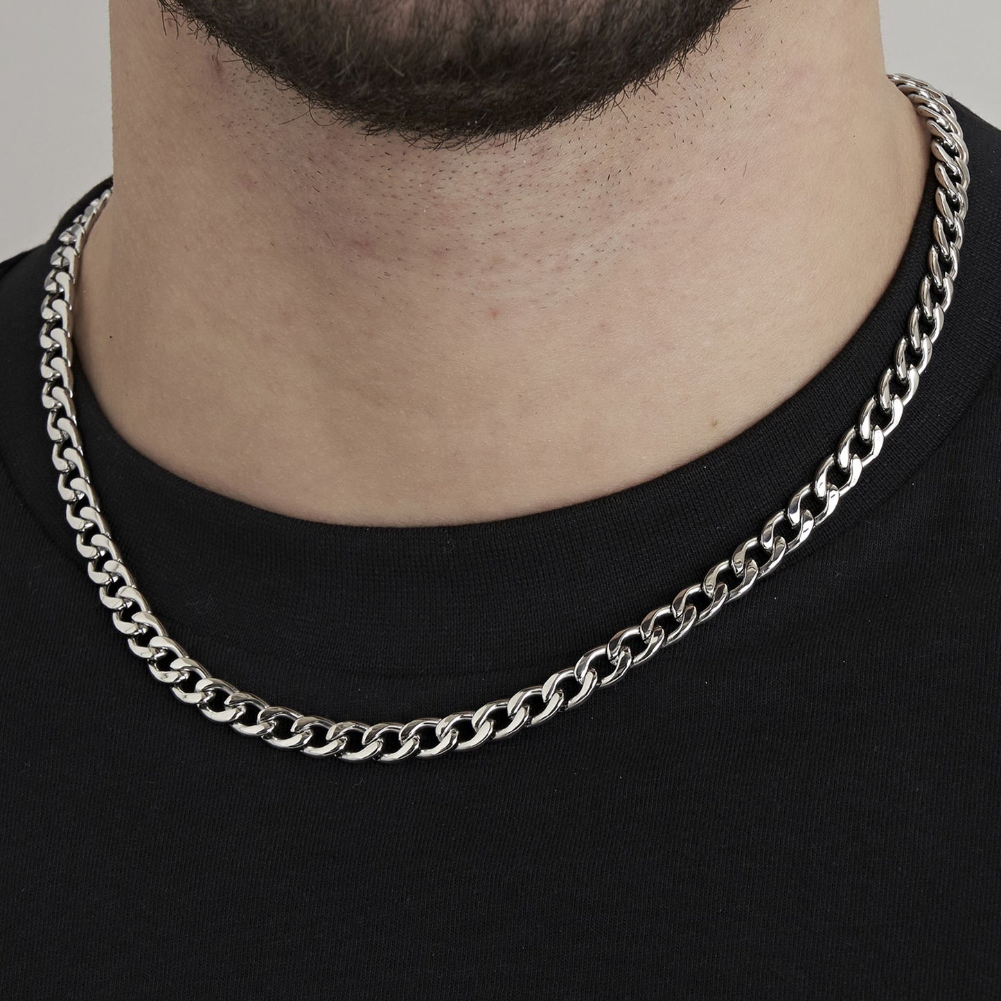 COLLIER D'ACIER POUR HOMME AVEC LACE DE GROUMETTE 7 MM Luca Barra