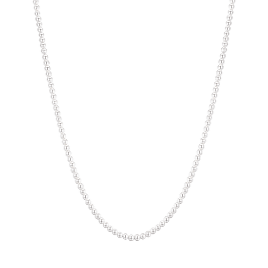 COLLIER EN ACIER POUR HOMMES AVEC PERLES BLANCHES