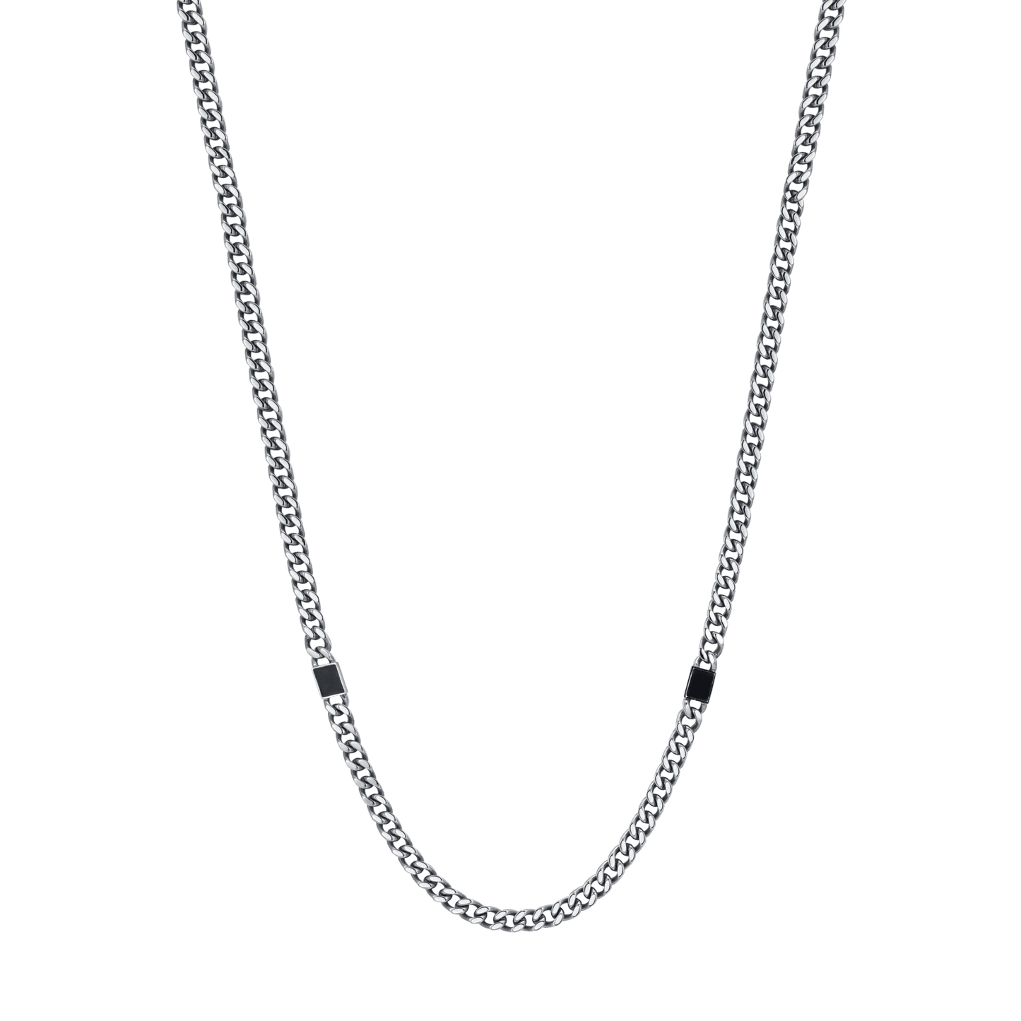 COLLIER EN ACIER POUR HOMME AVEC ÉLÉMENTS NOIRS Luca Barra