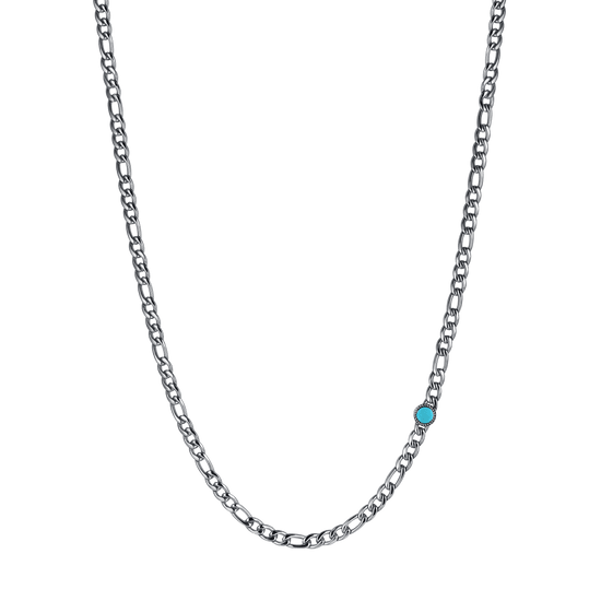 COLLIER HOMME EN ACIER AVEC PIERRE TURQUOISE Luca Barra