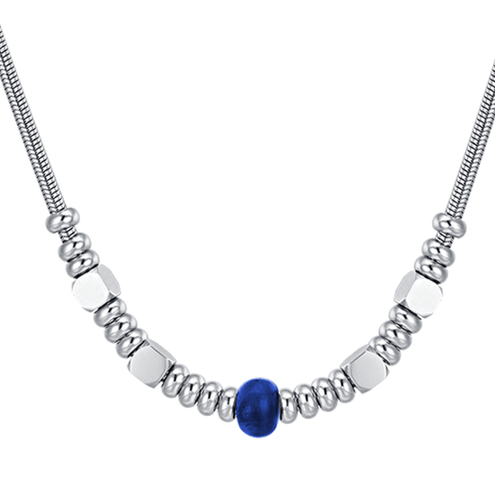 COLLIER HOMME EN ACIER AVEC PIERRE BLEUE