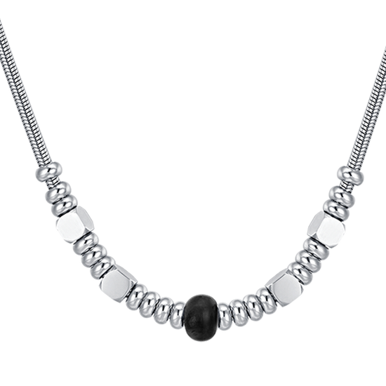 COLLIER HOMME EN ACIER AVEC AGATE NOIRE