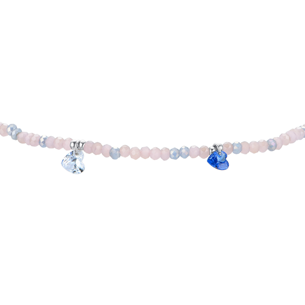 BRACELET DE CHEVILLE EN ACIER POUR FEMMES PIERRES ROSES ET CRISTAUX MULTICOLORES