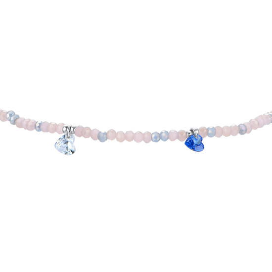 BRACELET DE CHEVILLE EN ACIER POUR FEMMES PIERRES ROSES ET CRISTAUX MULTICOLORES