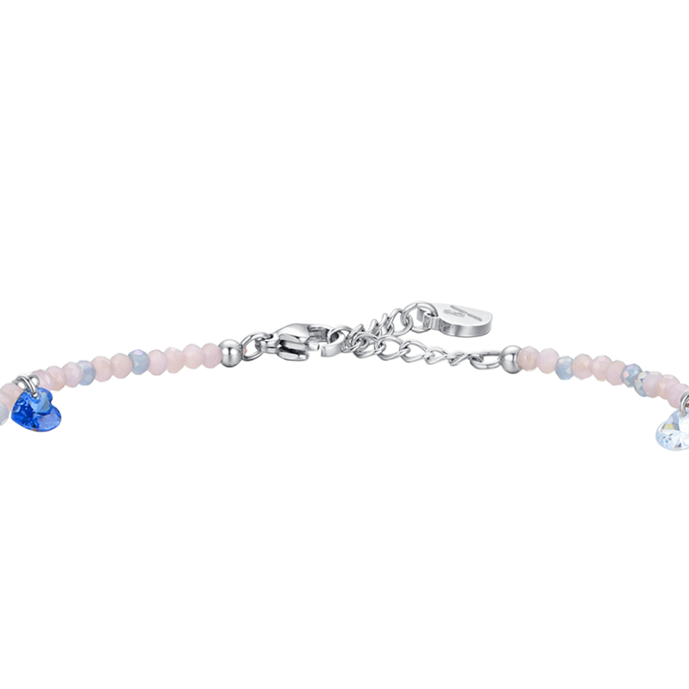BRACELET DE CHEVILLE EN ACIER POUR FEMMES PIERRES ROSES ET CRISTAUX MULTICOLORES