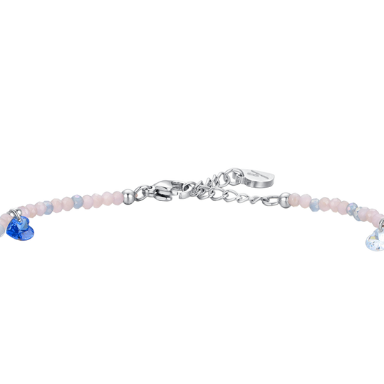 BRACELET DE CHEVILLE EN ACIER POUR FEMMES PIERRES ROSES ET CRISTAUX MULTICOLORES