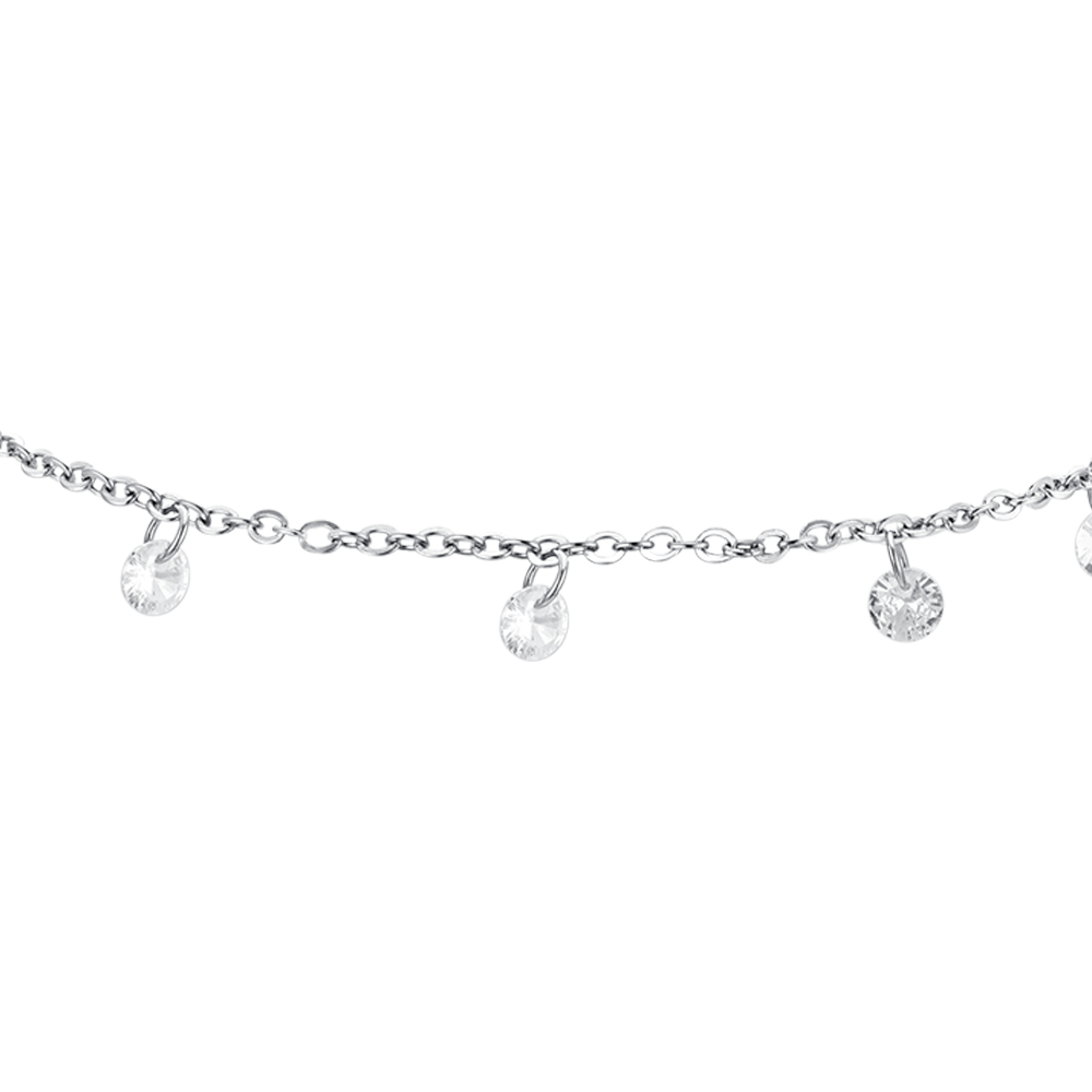 BRACELET DE CHEVILLE EN ACIER POUR FEMMES AVEC ZIRCON CUBIQUE BLANC
