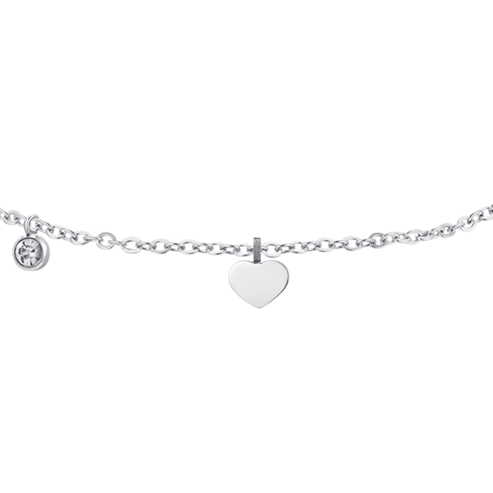 BRACELET DE CHEVILLE POUR FEMMES EN ACIER AVEC ZIRCON CUBIQUE ET COEURS