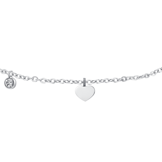 BRACELET DE CHEVILLE POUR FEMMES EN ACIER AVEC ZIRCON CUBIQUE ET COEURS