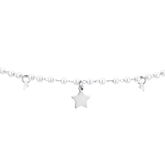 BRACELET DE CHEVILLE POUR FEMME EN PERLE ET ÉTOILE D'ACIER