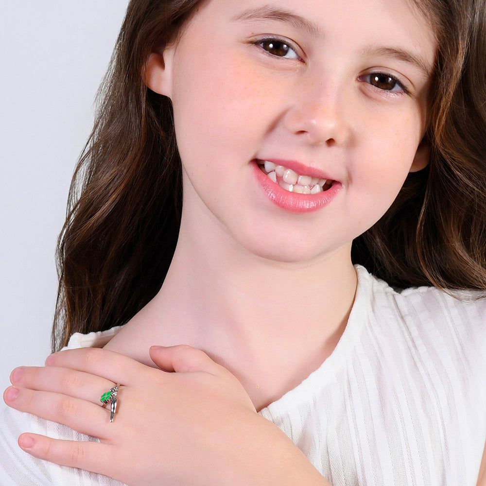 BAGUE D'ENFANT EN ACIER AVEC CORNE ROUGE ET COEUR Luca Barra