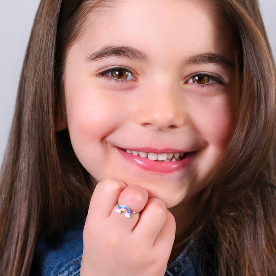 BAGUE DE FILLE EN ACIER ARC-EN-CIEL