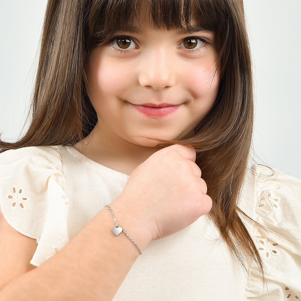 BRACELET FILLE EN ACIER AVEC COEUR