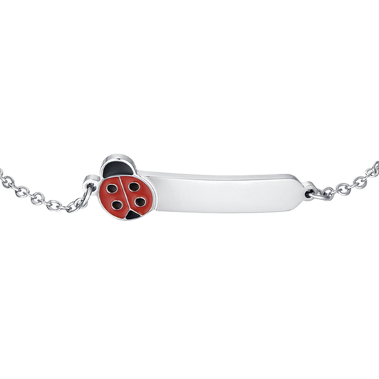 BRACELET PERSONNALISABLE POUR FILLE EN ACIER AVEC COCCINELLE