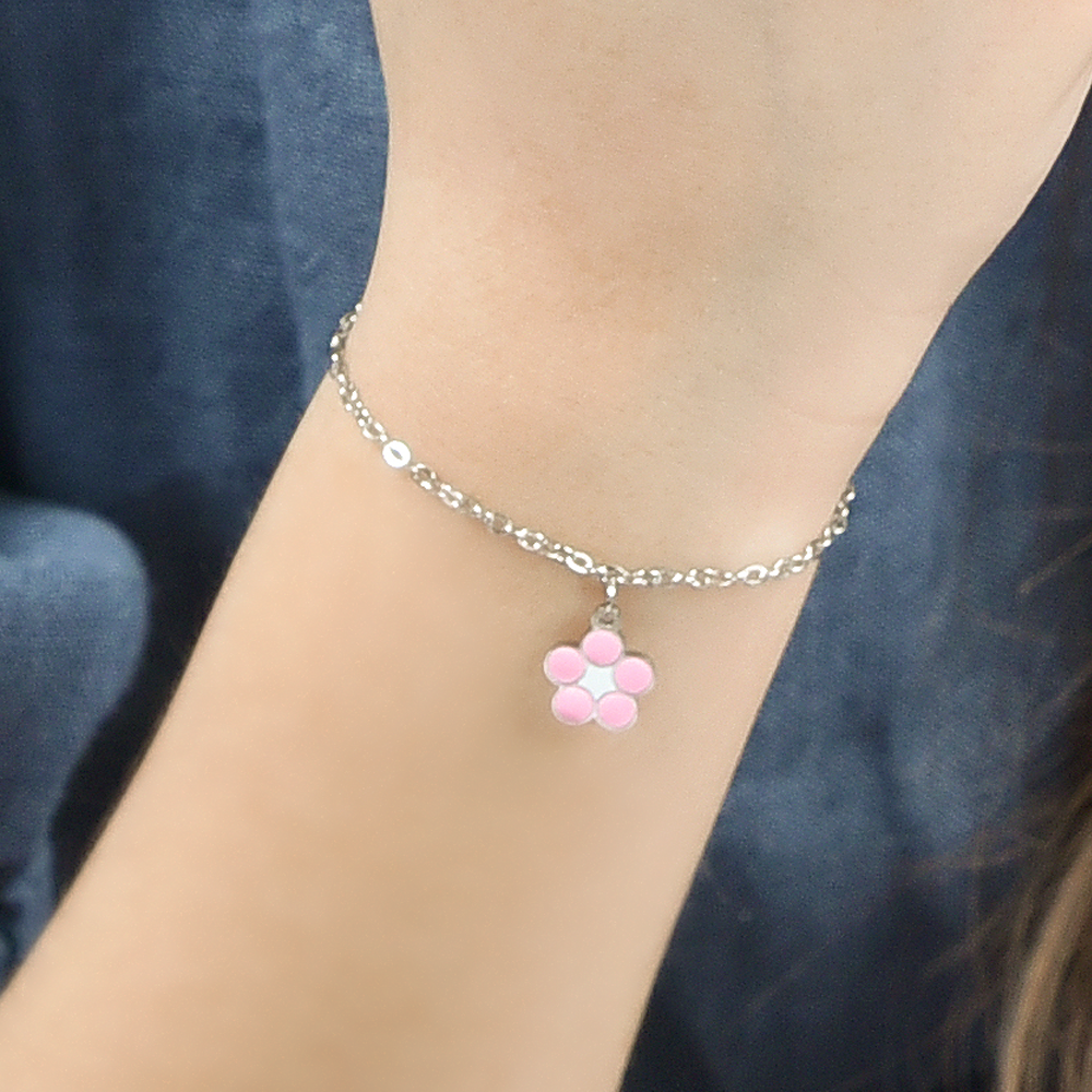 BRACELET POUR ENFANTS EN ACIER AVEC FLEUR Luca Barra