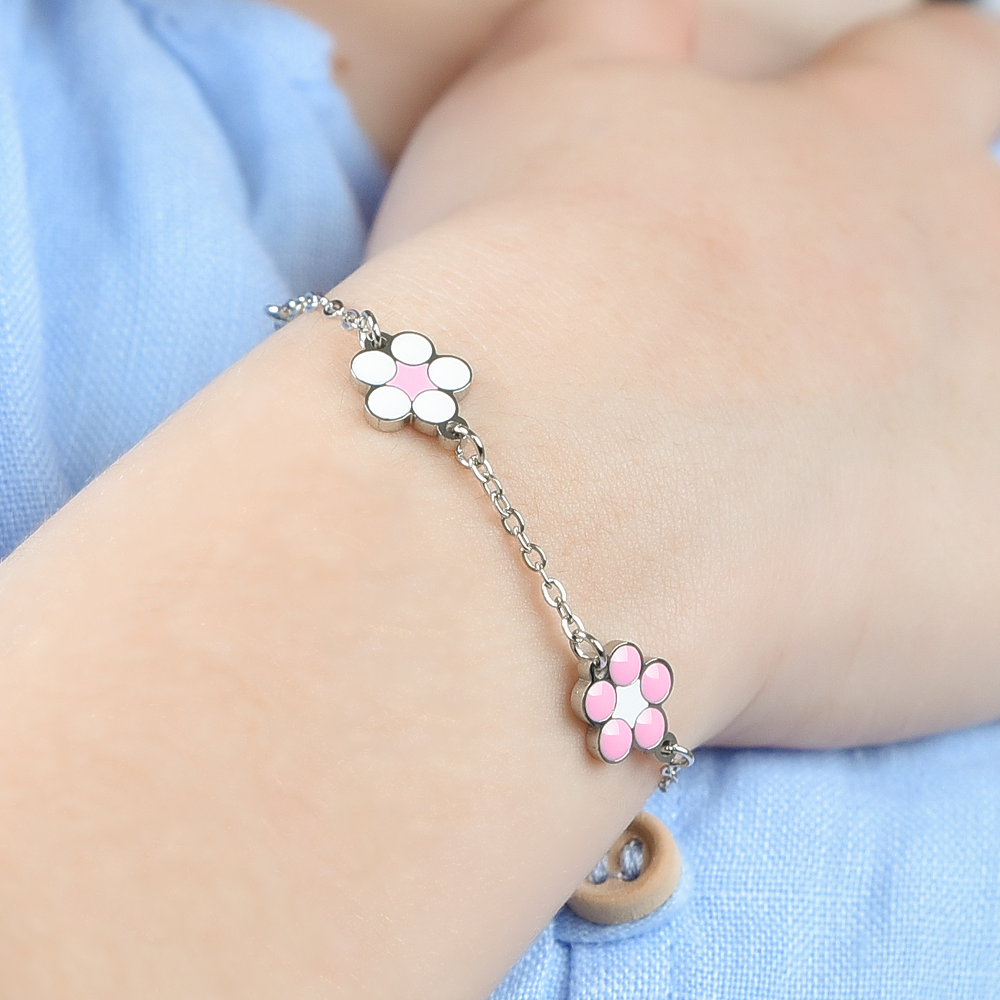 BRACELET POUR ENFANTS EN ACIER AVEC FLEURS Luca Barra