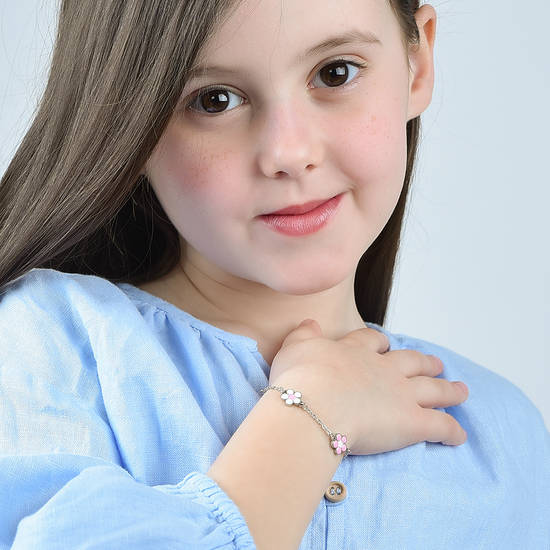 BRACELET FILLE EN ACIER AVEC FLEURS