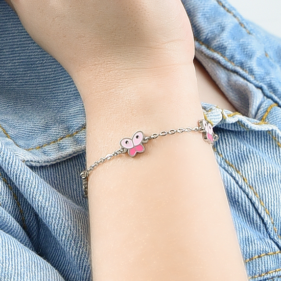 BRACELET POUR ENFANTS EN ACIER AVEC DES PAPILLONS Luca Barra