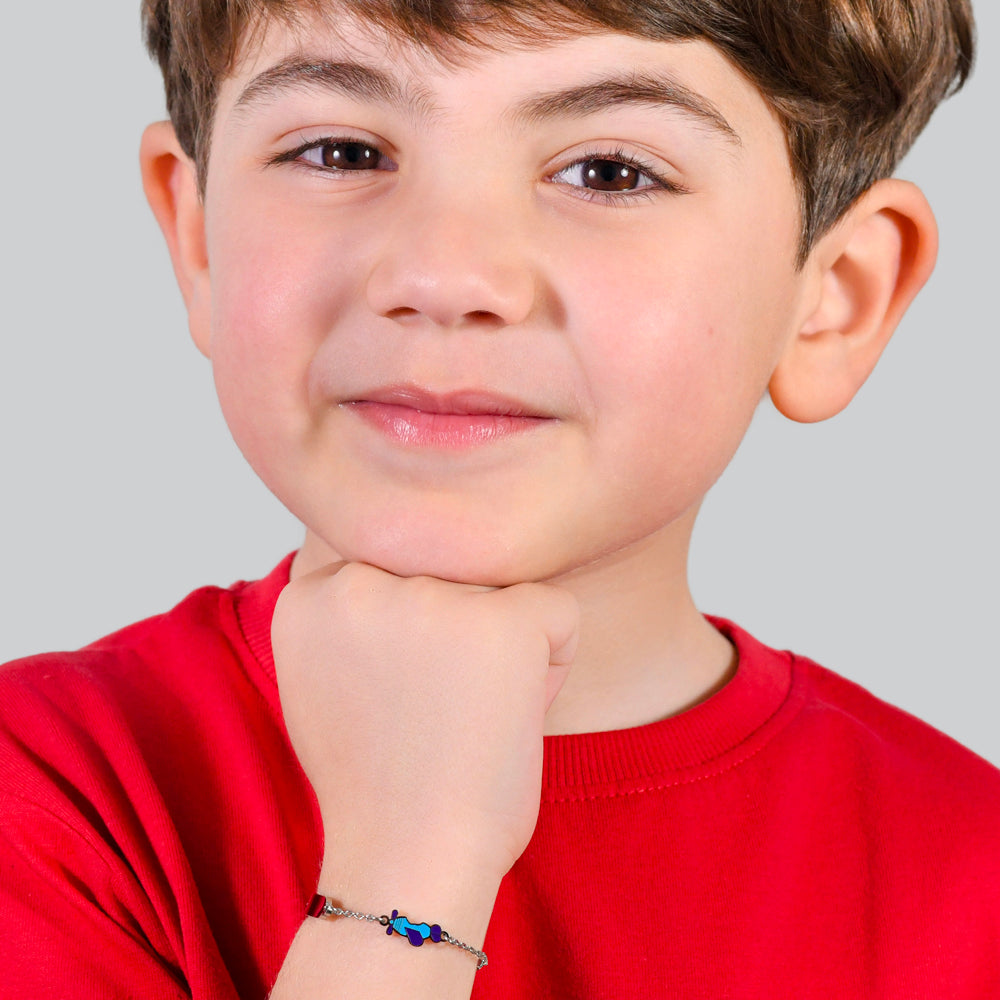 BRACELET BÉBÉ EN ACIER AVEC AVION