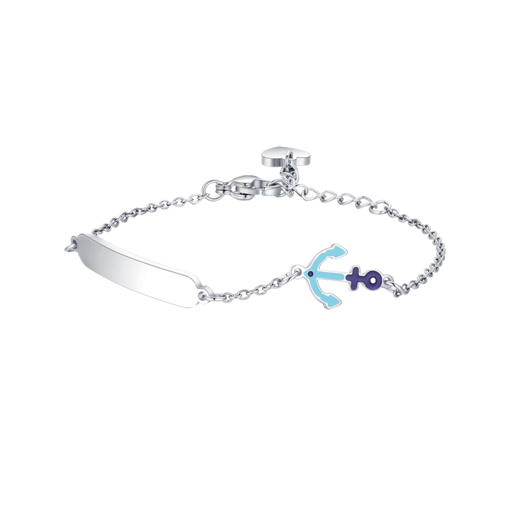 BRACELET POUR ENFANTS EN ACIER AVEC ANCRE BLEU Luca Barra