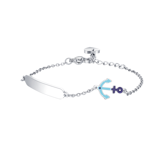 BRACELET POUR ENFANTS EN ACIER AVEC ANCRE BLEU Luca Barra