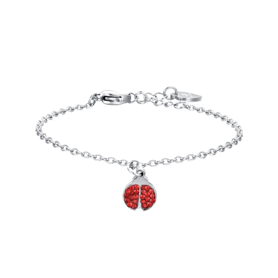 BRACELET POUR ENFANTS EN ACIER INOXYDABLE AVEC HORLOGE ET CRISTAUX ROUGES Luca Barra