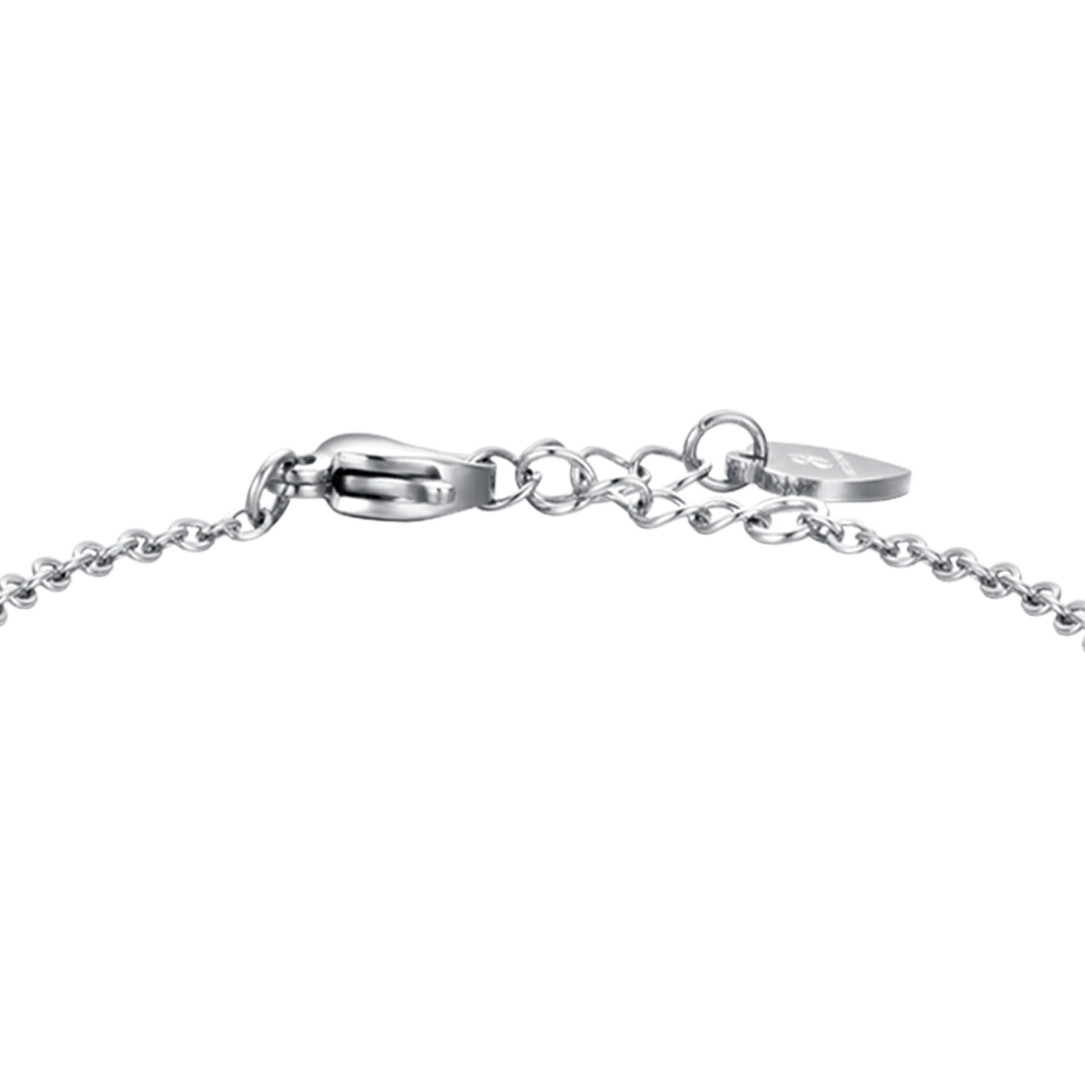 BRACELET FILLE EN ACIER AVEC PAPILLON ET CRISTAUX ROSES