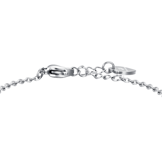 BRACELET FILLE EN ACIER AVEC PAPILLON ET CRISTAUX ROSES