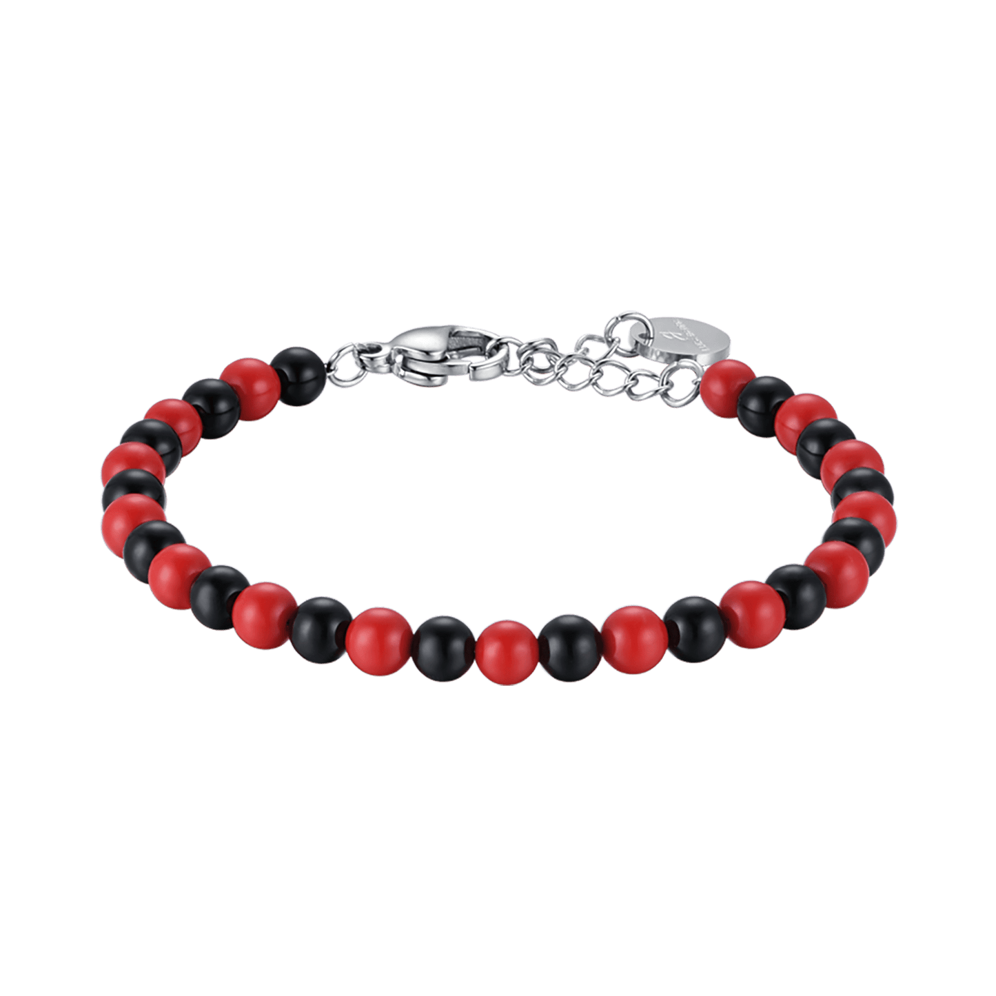 BRACELET POUR ENFANTS EN ACIER AVEC PIERRES ROUGES ET NOIRES Luca Barra