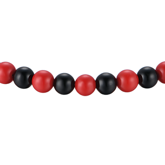 BRACELET POUR ENFANTS EN ACIER AVEC PIERRES ROUGES ET NOIRES Luca Barra