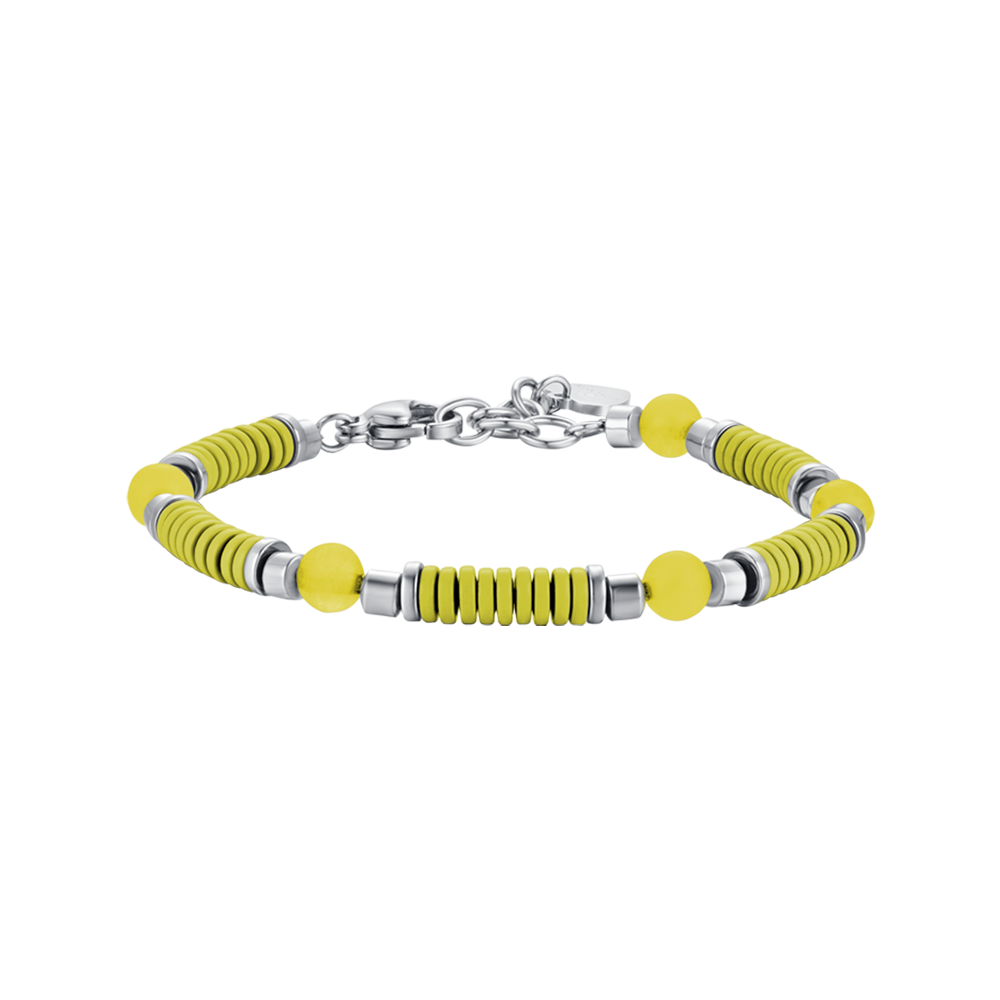 BRACELET POUR ENFANTS EN ACIER AVEC PIERRES JAUNES ET ÉLÉMENTS AVEC ÉMAUX JAUNES Luca Barra