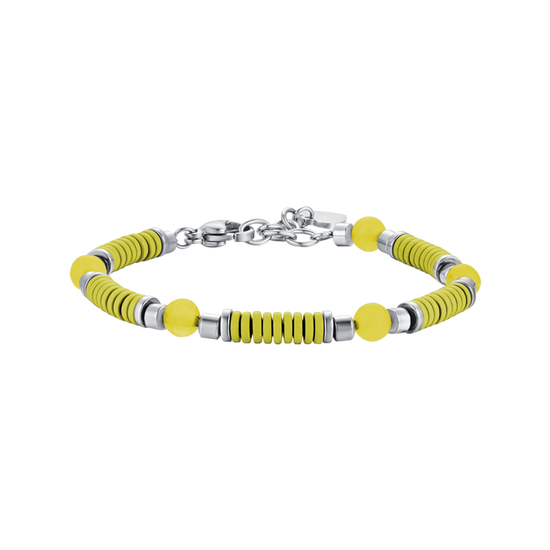 BRACELET POUR ENFANTS EN ACIER AVEC PIERRES JAUNES ET ÉLÉMENTS AVEC ÉMAUX JAUNES Luca Barra