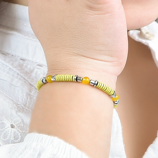 BRACELET POUR ENFANTS EN ACIER AVEC PIERRES JAUNES ET ÉLÉMENTS AVEC ÉMAUX JAUNES Luca Barra