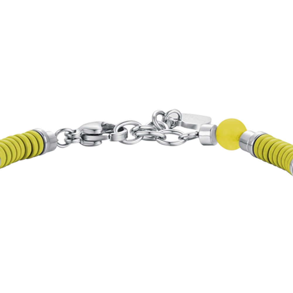 BRACELET POUR ENFANTS EN ACIER AVEC PIERRES JAUNES ET ÉLÉMENTS AVEC ÉMAUX JAUNES Luca Barra