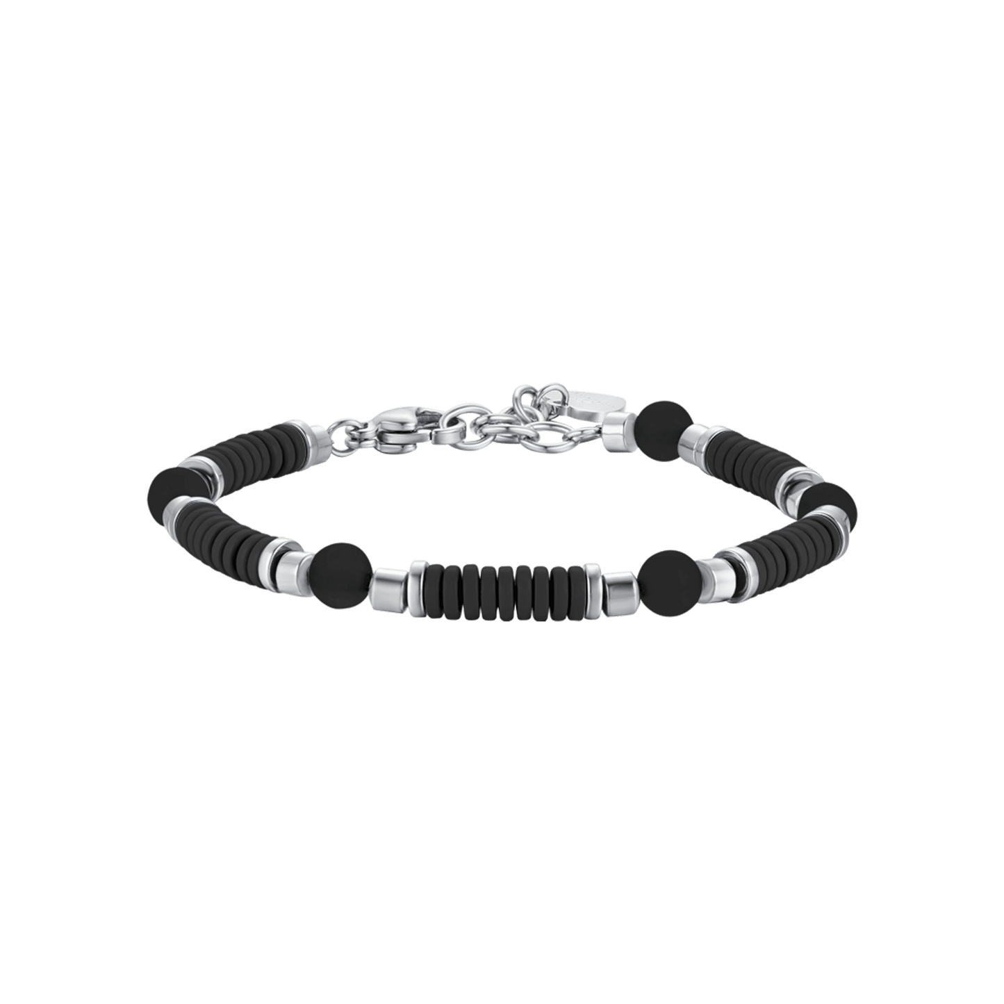 BRACELET POUR ENFANTS EN ACIER AVEC PIERRES ET ÉLÉMENTS NOIRS EN ÉMAIL Luca Barra