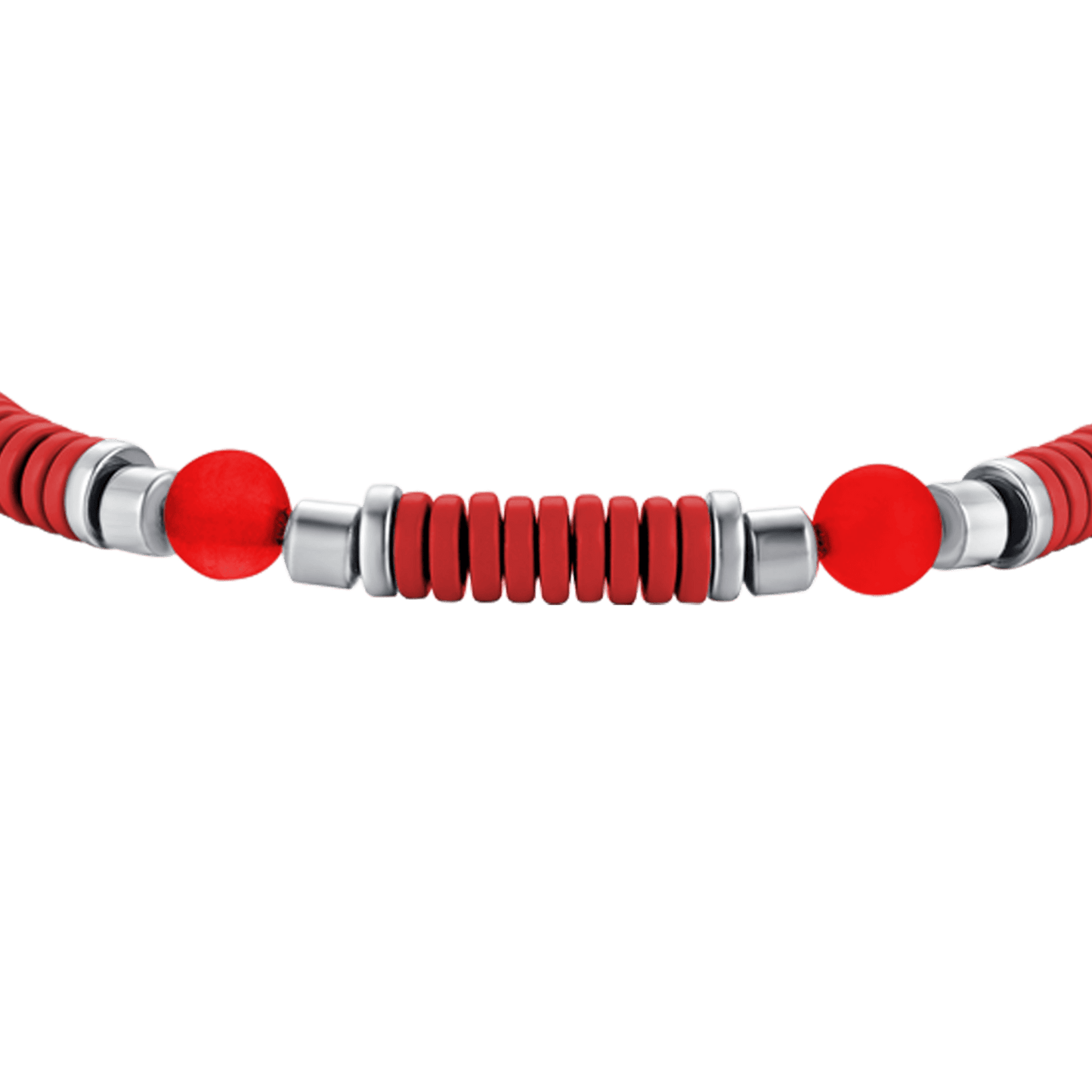 BRACELET POUR ENFANTS EN ACIER AVEC PIERRES ROUGES ET ÉLÉMENTS EN ÉMAILLE ROUGE Luca Barra