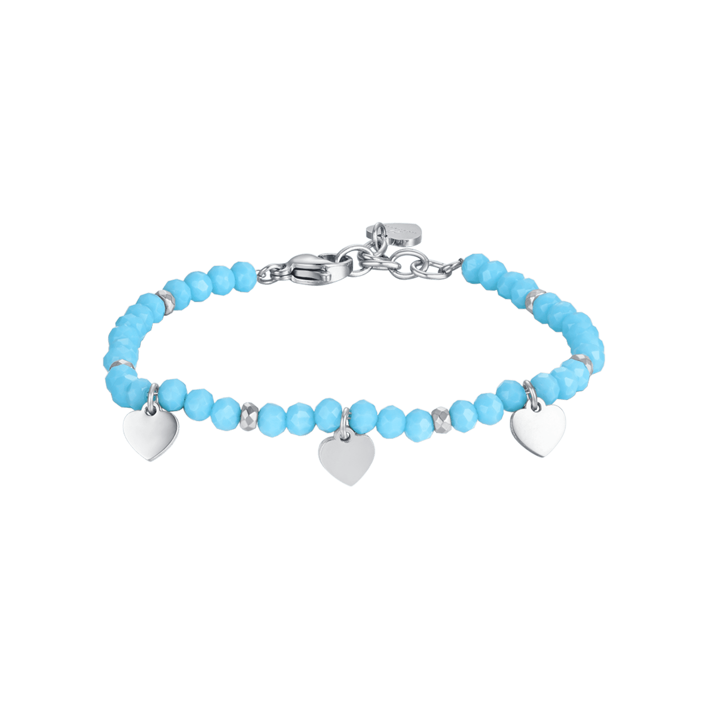 BRACELET D'ENFANT EN ACIER AVEC PIERRES ET COEURS TURQUOISES Luca Barra