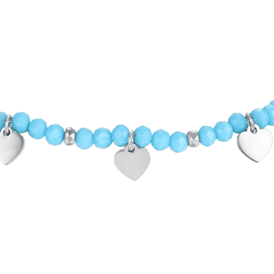 BRACELET D'ENFANT EN ACIER AVEC PIERRES ET COEURS TURQUOISES Luca Barra