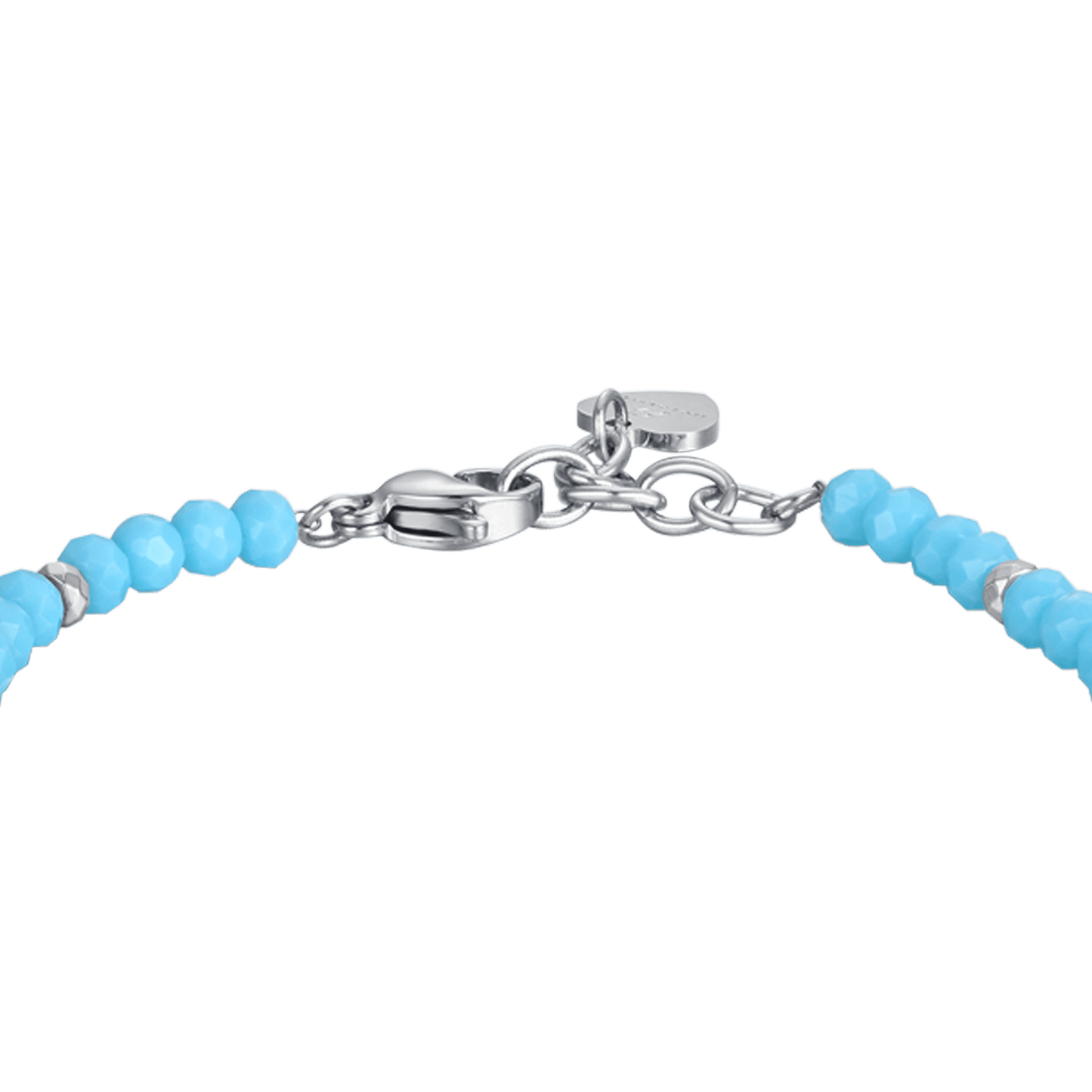 BRACELET FILLE EN ACIER AVEC PIERRES TURQUOISES ET COEURS