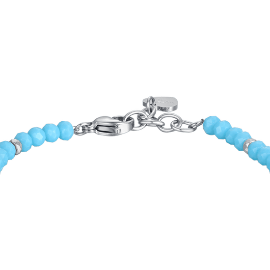 BRACELET FILLE EN ACIER AVEC PIERRES TURQUOISES ET COEURS