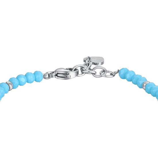 BRACELET D'ENFANT EN ACIER AVEC PIERRES ET COEURS TURQUOISES Luca Barra