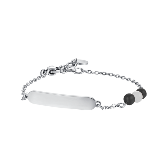 BRACELET ENFANT EN ACIER AVEC PIERRES BLANCHES ET NOIRES Luca Barra