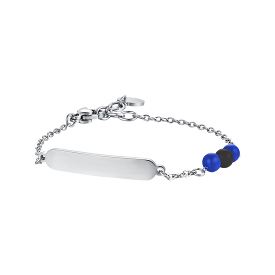 BRACELET ENFANT EN ACIER AVEC PIERRES BLEUES ET NOIRES Luca Barra