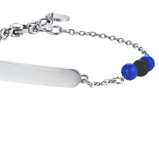 BRACELET ENFANT EN ACIER AVEC PIERRES BLEUES ET NOIRES Luca Barra