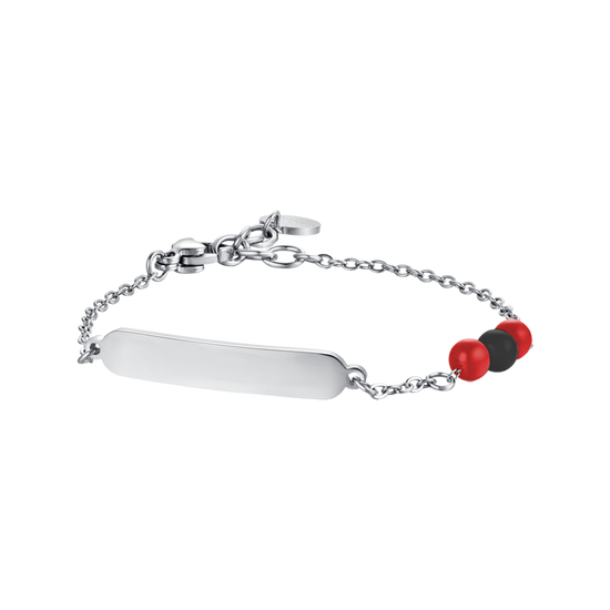 BRACELET POUR ENFANTS EN ACIER AVEC PIERRES ROUGES ET NOIRES Luca Barra